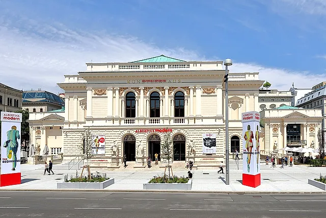 Albertina Modern in the Künstlerhaus building on Karlsplatz, under a sky with light clouds
